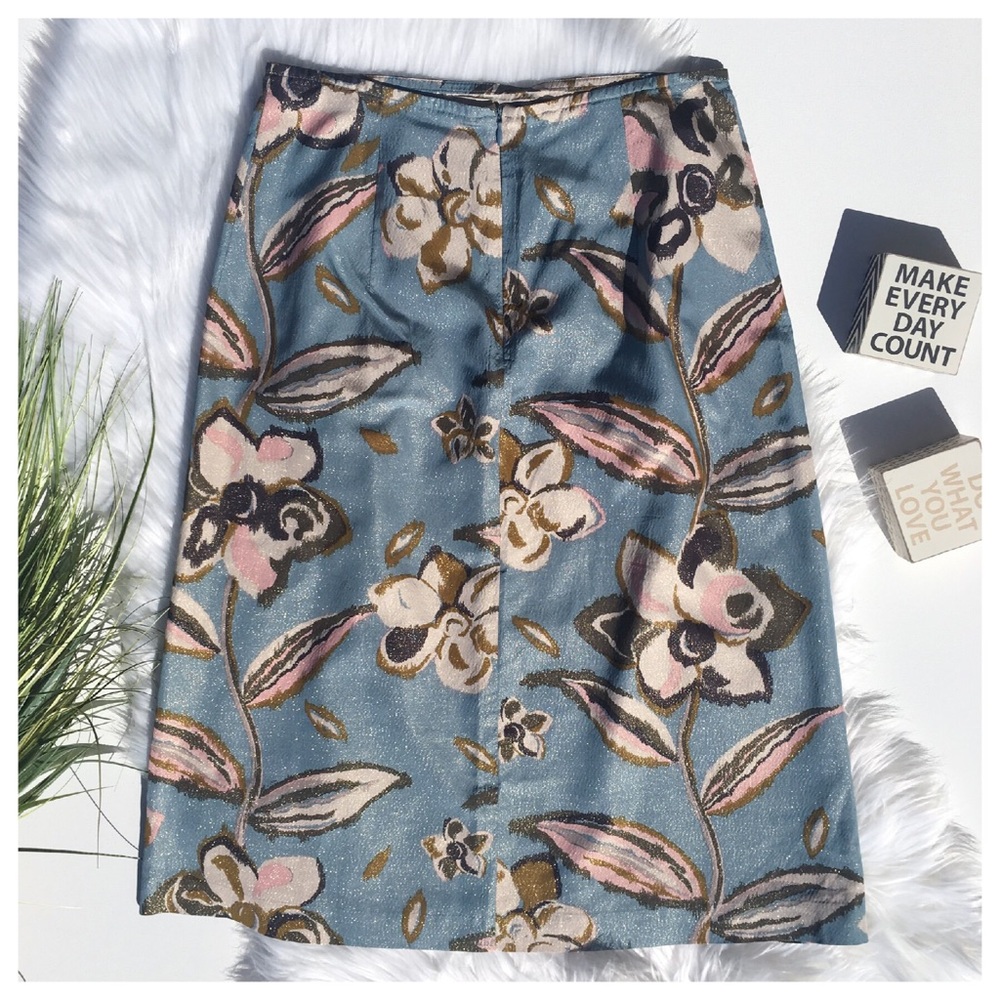 DRIES VAN NOTEN BLUE FLORAL SKIRT - Picture 7 of 7